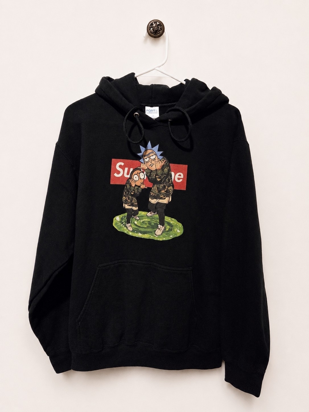 Supreme Black Rick and Morty Graphic Crewneck Hoodie